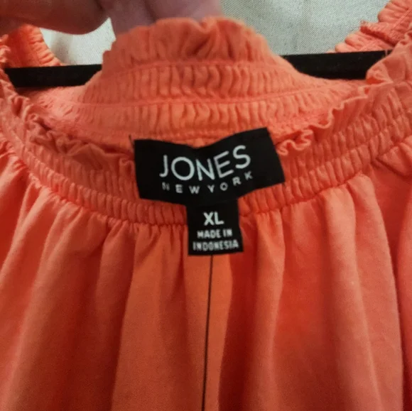 Jones New York Women’s Eyelet Puff Sleeve Blouse Size XL NWT Coral Orange Top - Picture 5 of 5